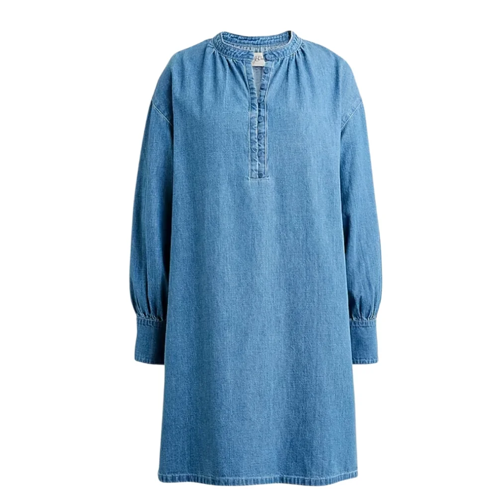 J Crew Denim Dress Size Medium Blue Jeans Long Sleeve 100% Cotton Lightweight - Picture 4 of 10